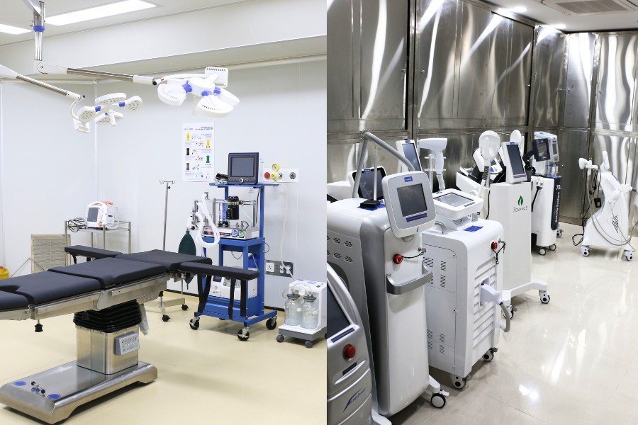 Phòng phẫu thuật và máy điều trị công nghệ cao luốn sẵn sàng phục vụ khách hàng